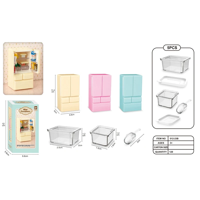 Plastic Miniature Fridge Refrigerator Simulation Mini Double Door Refrigerator Model Craft Furniture Doll House Accessories