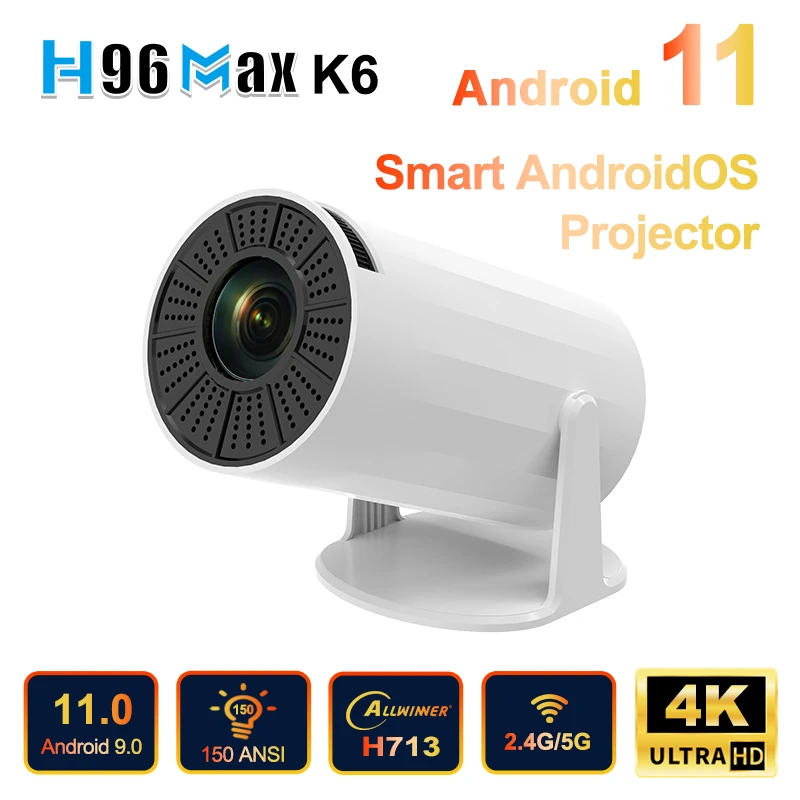 

H96 Max K6 MINI Projector Dual Wifi 720P Video Cinema Outdoor Portable home 4K Android Projetor