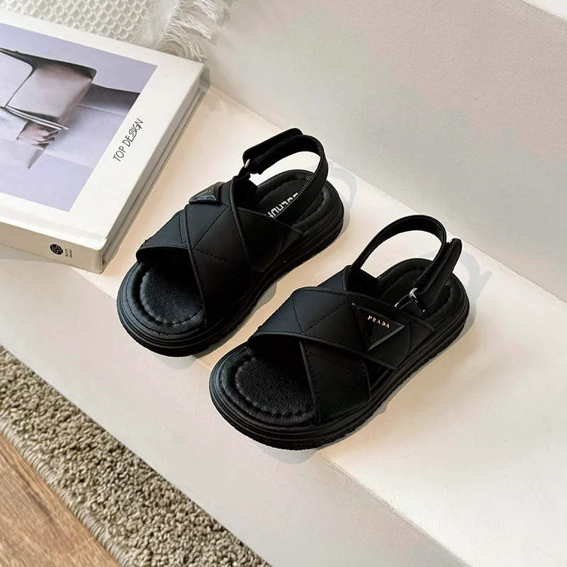 2024 Summer Casual Cute Round Toe Buckle Solid Color Comfortable Children\'s Casual Sandals Zapatos De Niña Toddler Girl Shoes