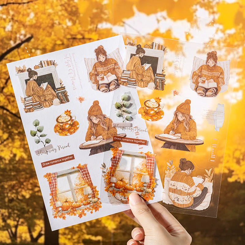 

Mr.Paper 20 Sheets Large Size Die Cut PET Waterproof Sticker Book DIY Supplies for Journal Scrapbook Diary Water Bottle Collage