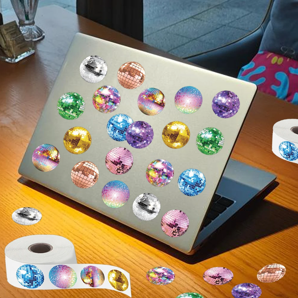 500PCS/Roll Fun Colorful Disco Ball Roll Stickers Fashionable Cool Handsome Personalized Circular Decoration Laptop Scrapbook