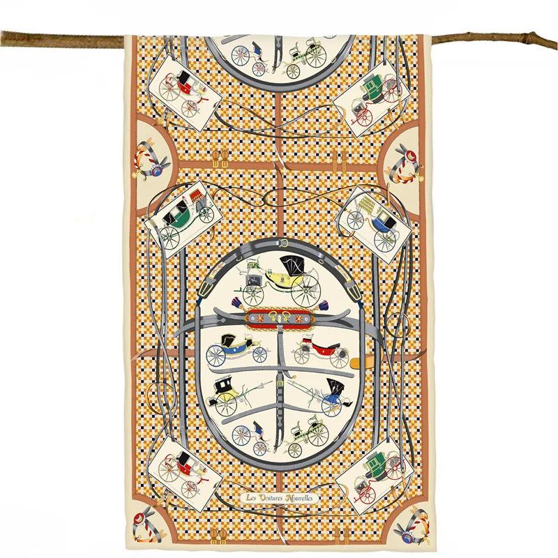 Pobing Twill Seiden schal Frauen Poncho Pferde kutsche gedruckt lange Schals Wraps Bandana großen Schal gerollte Hijabs weibliche Foulards – Detail 6