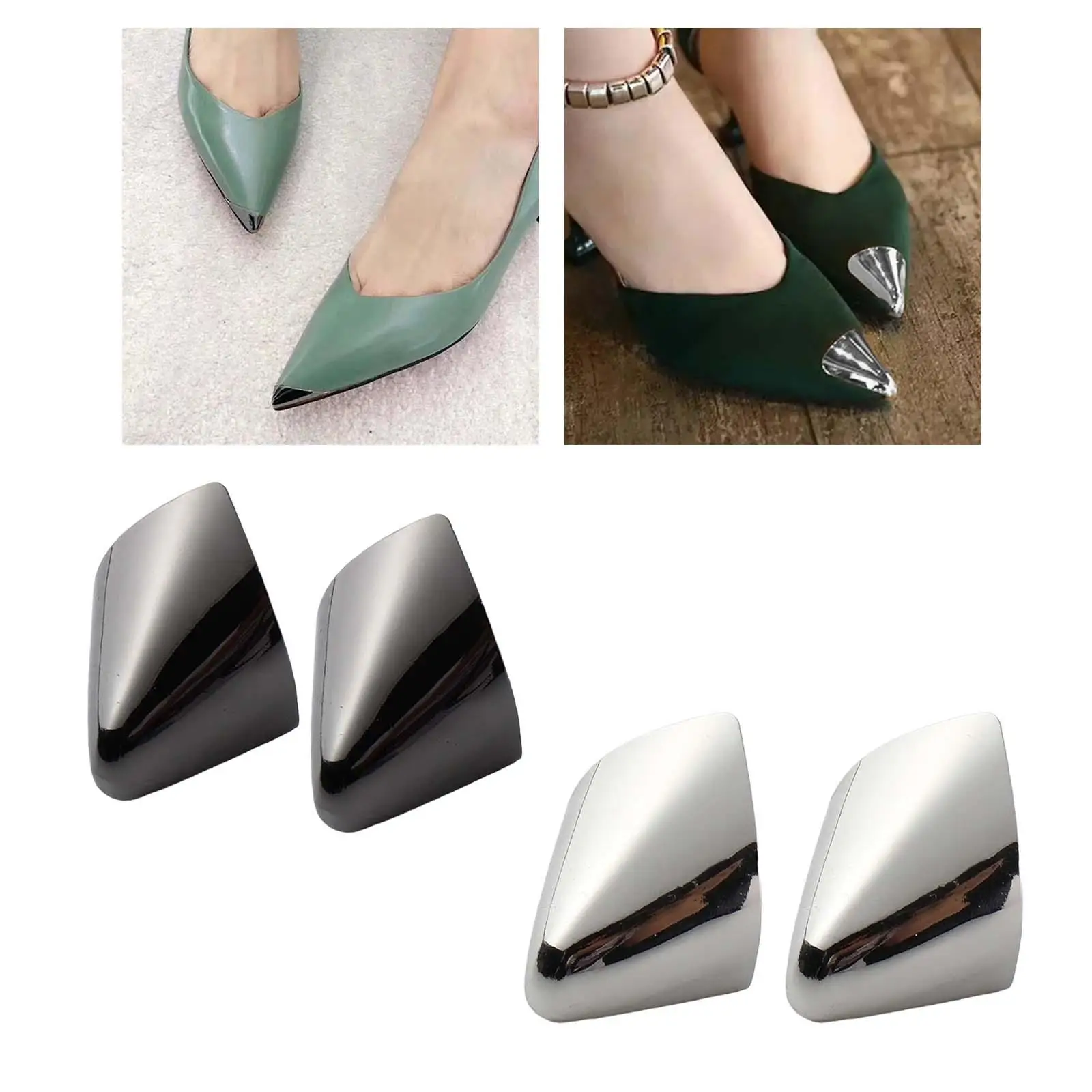

2 Pieces Metal Shoes Pointed Protector for Shoes Protection, Accessories Supplies Decoration, Solid Color High Heels Toe Cap