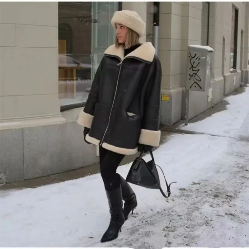 

Fur Integrated Fur Collar Medium and Long Coat Autumn and Winter Women's Fashion Cashmere
