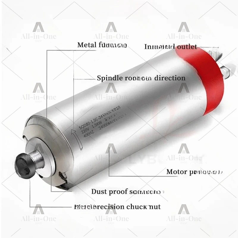 3.2Kw/3.7kw/5.5kw high-speed water-cooled motor spindle numerical control electric bearing