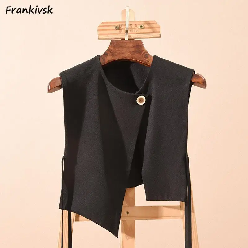 

Cropped Vests Women Hot Sales Autumn Elegant Office Lady Outwear Sleeveless Basic Solid Color Korean Style Popular Single Button