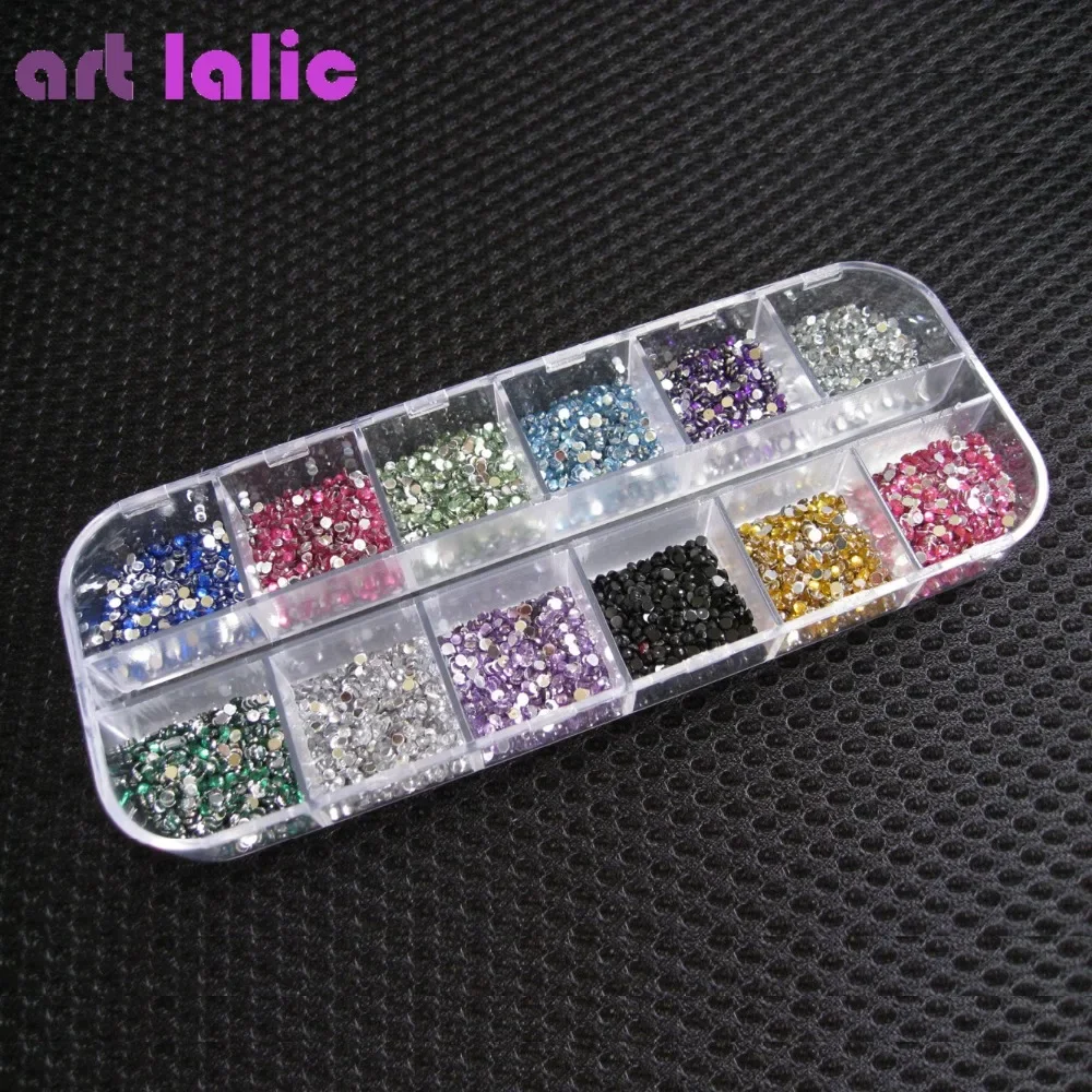 3000 Stück runde bunte Strasssteine mit 1,5 mm Durchmesser, Hartschalenetui im Lieferumfang enthalten für Nagelkunst-DIY-Schmuckherstellungsdekorationen