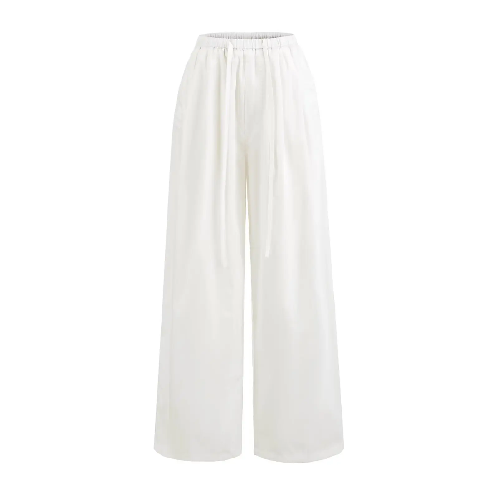 เอวสูงขากว้างบางกางเกงลำลองผ้าฝ้ายนุ่มผู้หญิงหลวมกระชับสัดส่วนฤดูร้อนสตรีทสเลกางเกง