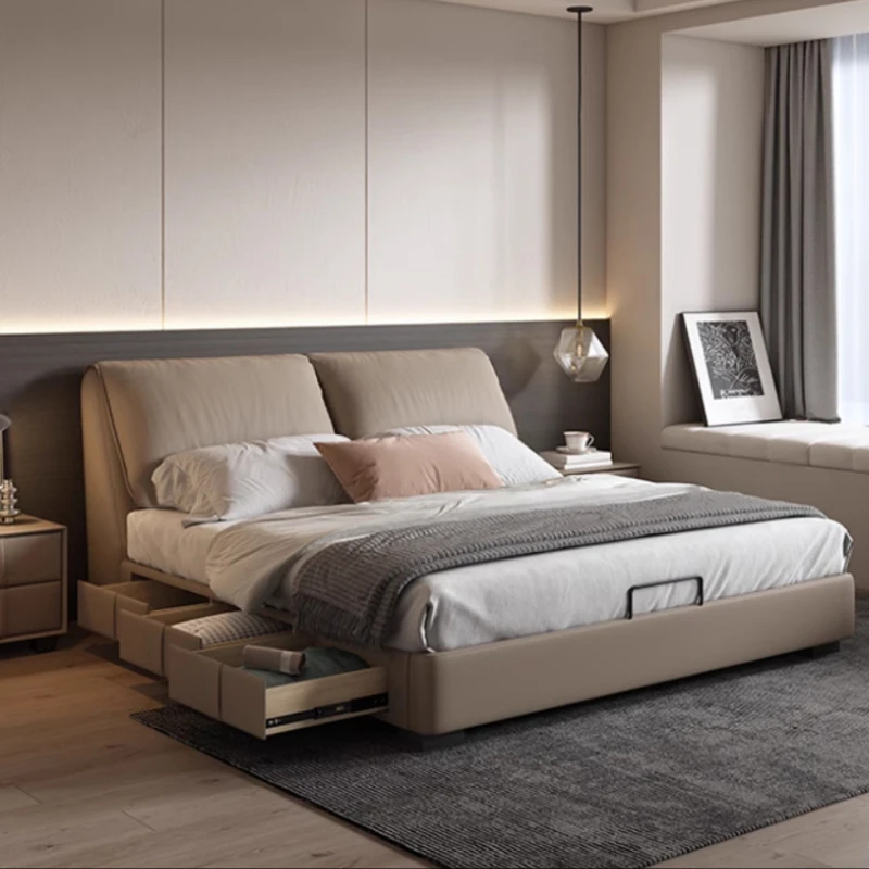 

Elephant Ears Storage Leather Bed Modern Simple Cream Style Box-type Drawers Bedroom Furniture Soft Bed 180cm Minimalist Modern