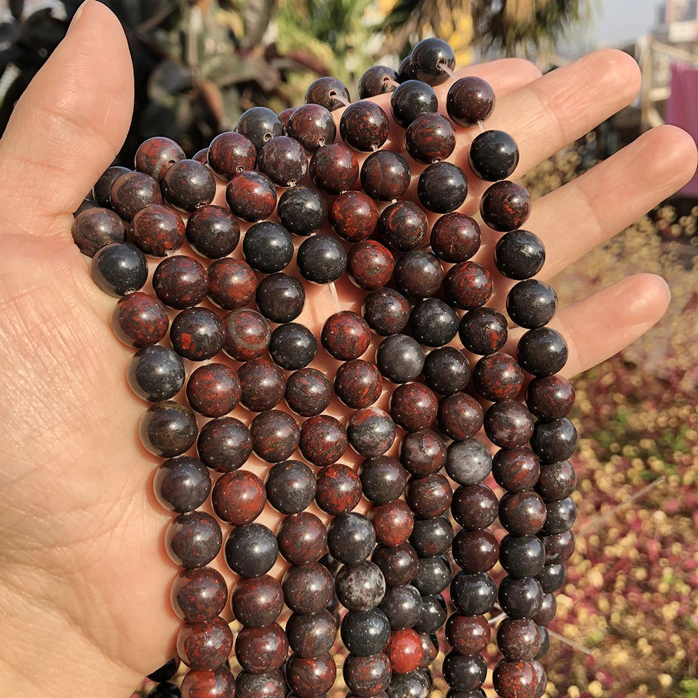 A + manik-manik batu Jasper Breciated merah alami untuk Kalung Gelang pesona pembuatan perhiasan aksesori DIY grosir 6 8 10mm