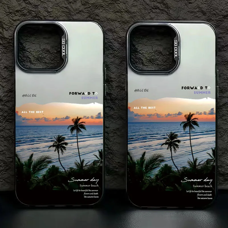 Seaside Coconut Tree Design TPU Basic Case for Xiaomi 14T 13T 12T Pro 11 Lite 5G 15 14 13 12 11 Shockproof Hard Back Laser Cover
