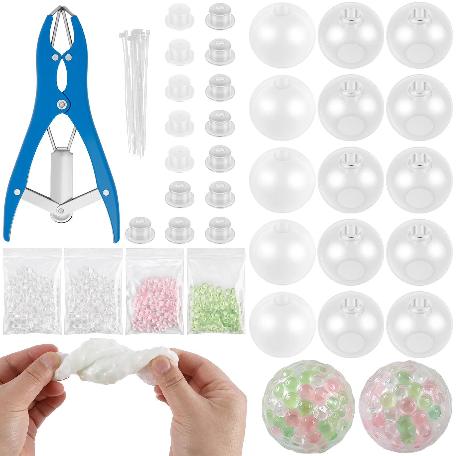 DIY Blank Stress Ball Making Kit Funny Empty Squishy Squeeze Ball with Vacuum Tool Cable Tie Filler Bead Expander Tool Enjoy Fun