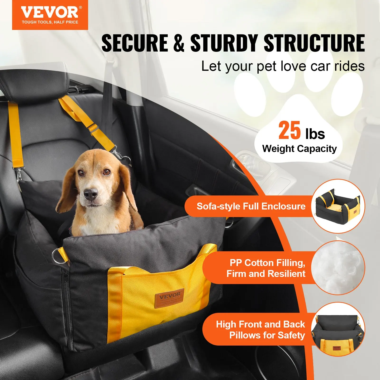 

Dog Booster Car Seat Pet Car Seat For Small Dog Up To 25lbs Black