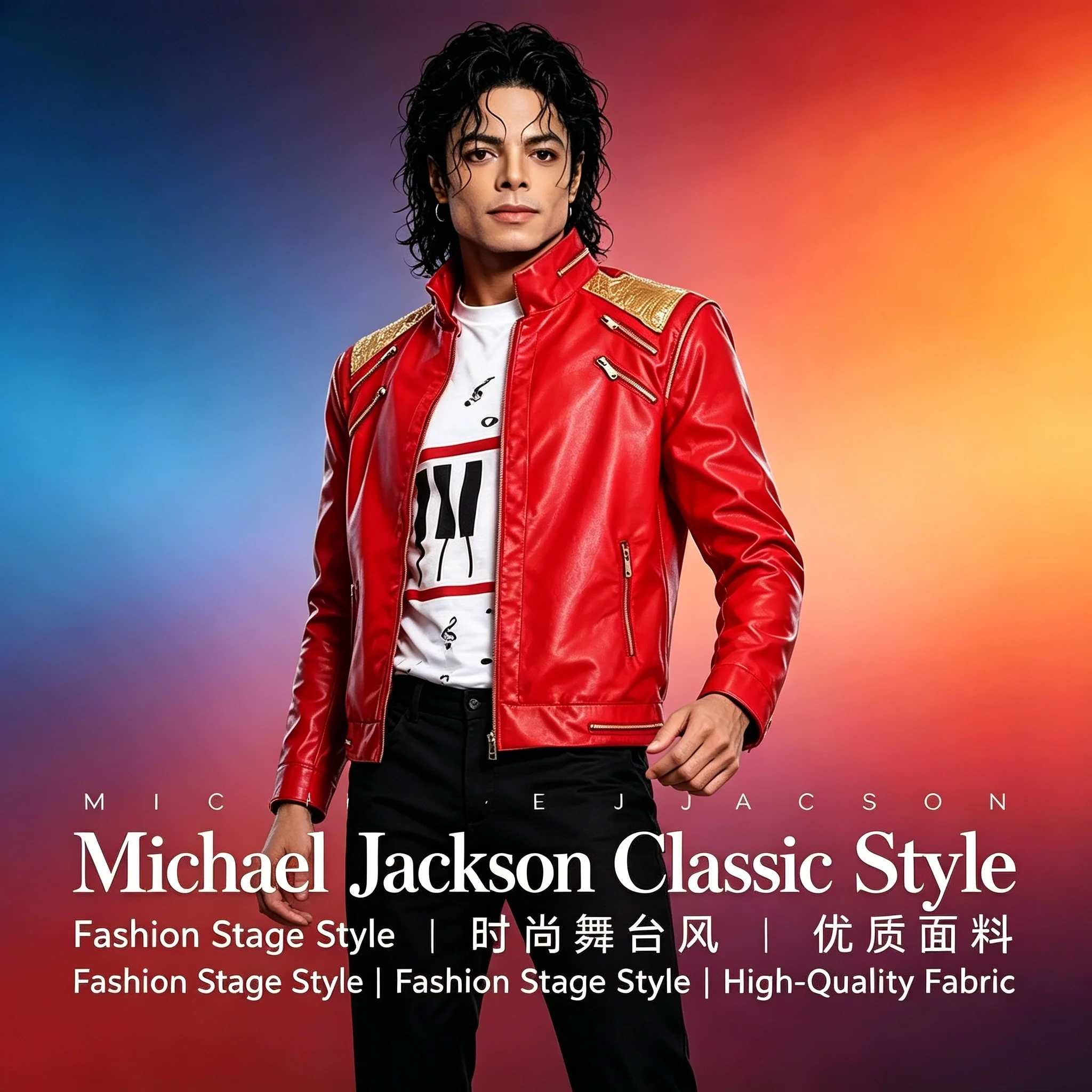 

Michael Jackson Cosplay Jacket, Men Stage Performance Coat for Halloween Christmas Party Impersonator Costume Outfit