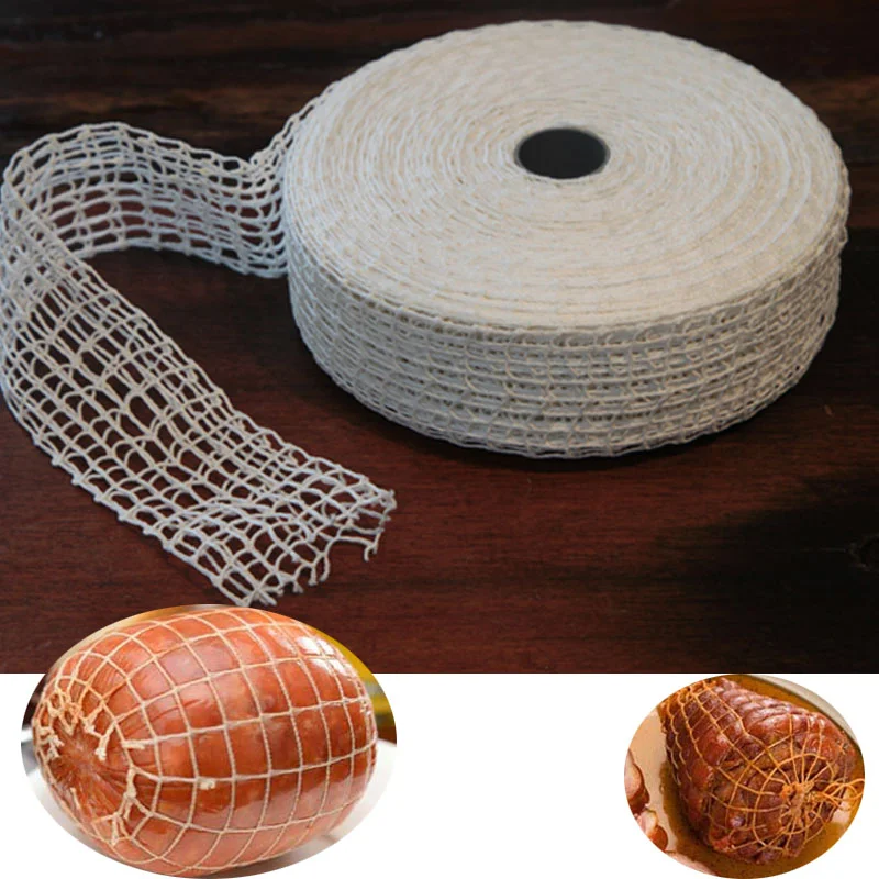 

Tight meat net 3 meters cotton material ham intestine net meat skewer sausage net roll hot dog net sausage packaging tool 1 pack