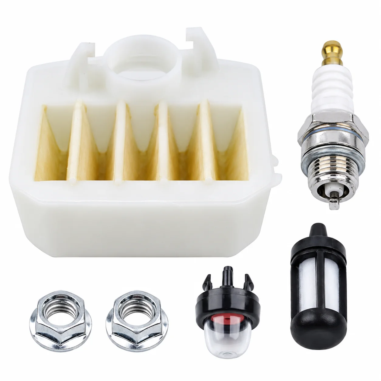 Tune Up Kit Air Filter Fuel Filter Spark Plug Primer Bulb Bar Nuts For Husqvarna 350 351 353 Chainsaw Replaces 503855303