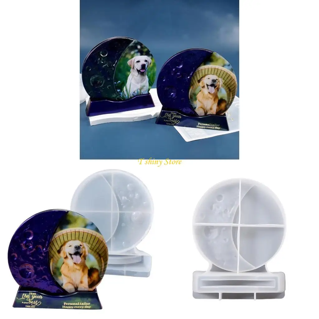 

N58F Moon Mould Set for Epoxy Resin Casting DIY Photo Frame Craft Display Tool