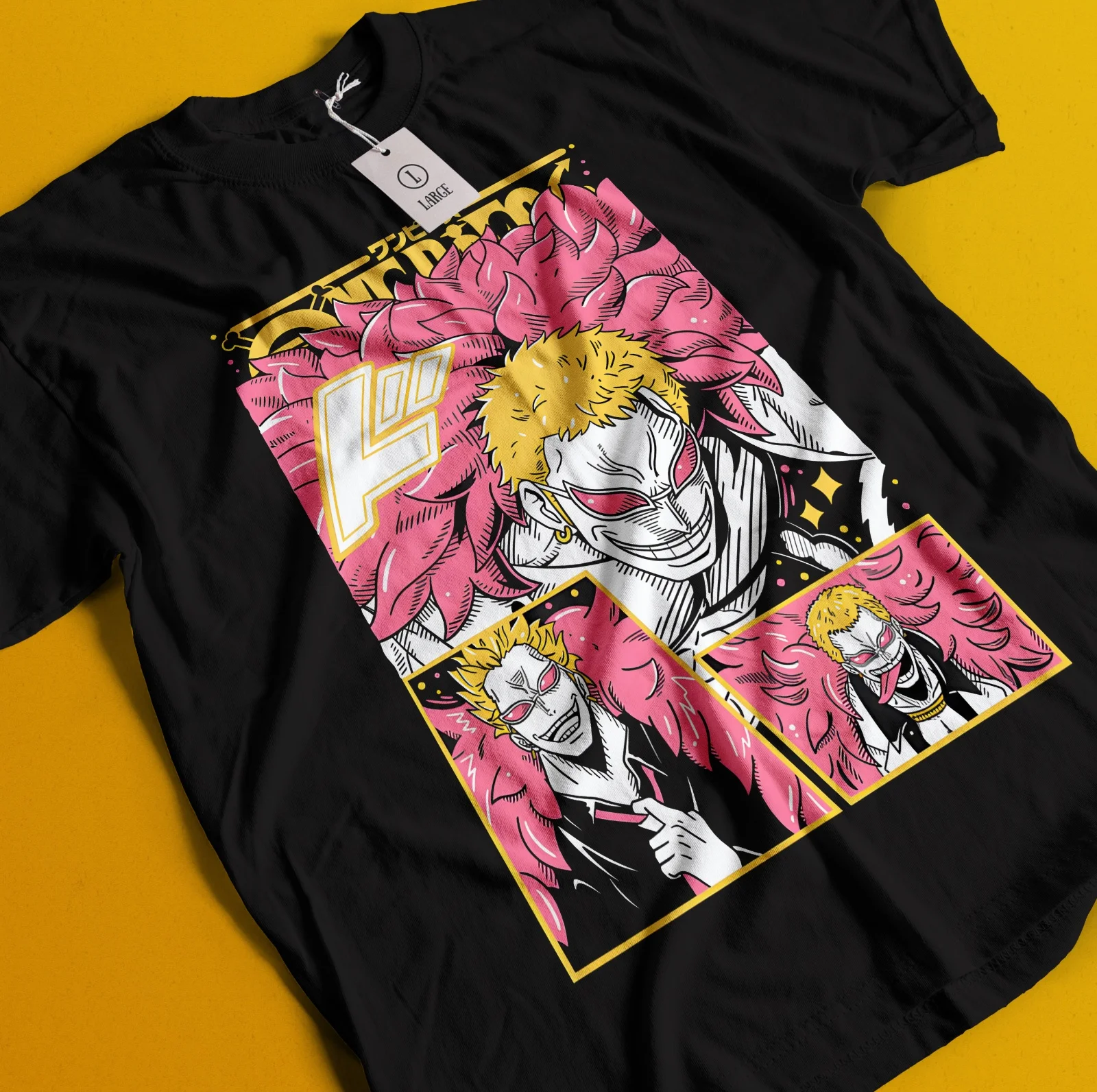 2026 Sommer ONE PIECE Anime Doflamingo Bedrucktes Lockeres Kurzarm-T-Shirt aus Reiner Baumwolle für Kinder Trendiges Unisex Casual Y2k