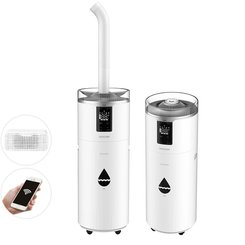 Mobile TUYA Humidifier With Mood Light Big 17L Commercial Ultrasonic Mist Fogger Machine Wireless Humidifier Dry Skin Allergy