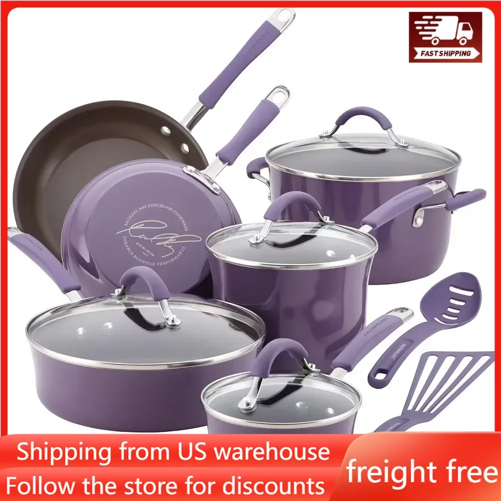 

Набор Антипригарной Посуды, 12 предметов, безопасная и Легкая очистка духовки, фиолетовый цвет, подходит для подарка, бесплатная доставка