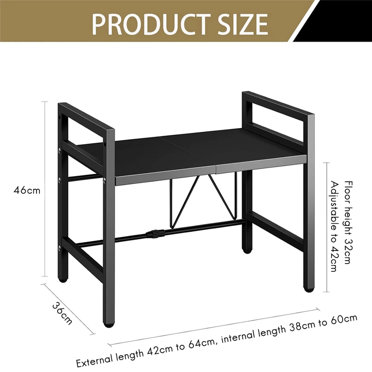Extendable Microwave Oven Rack 2-Tier Microwave Stand with Storage Shelf Heavy Duty with 6 Hooks HOT