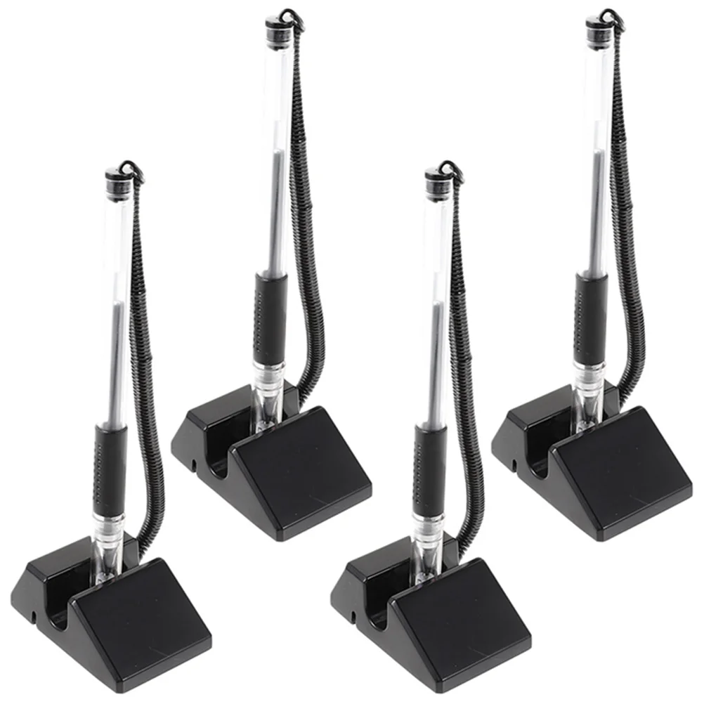 4 Pcs Counter Sticky Pen Desktop Gel Ink Security Pens for Check Writing with Chain