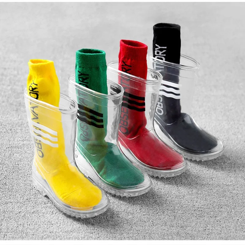 Children Boy Rainboots Clear Kids Girl waterproof Shoes PVC Soft Rain Boots High Top Students Girls boys Rubber Rainboots