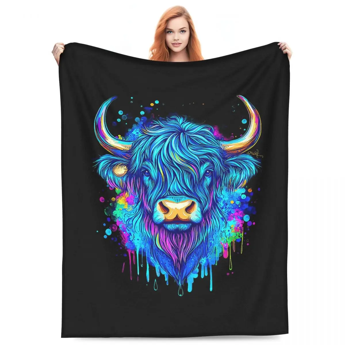 

Scottish Highland Cow Cattle Scottish Highlander Hairy Cow Blankets Soft Warm Flannel Throw Blanket Bedspread Picnic Travel Sofa