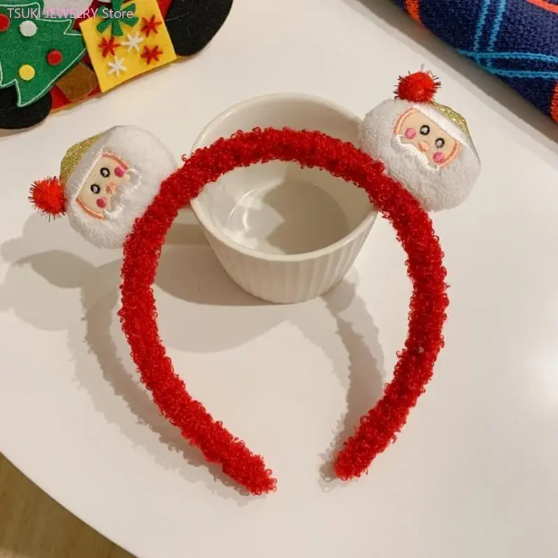 

62KE Рождественская плюшевая повязка на голову обруч для волос Снеговик Повязка на голову Рождественская повязка на голову с