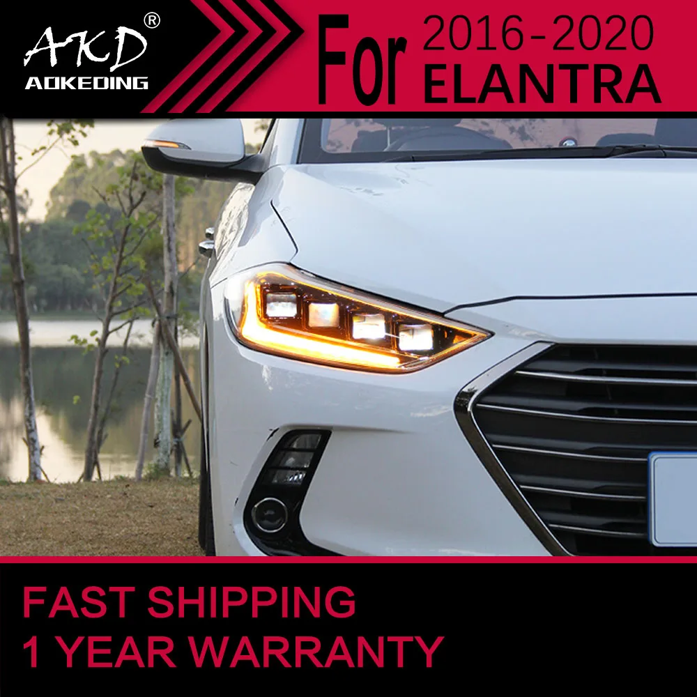 Car Lights for Hyundai Elantra LED Headlight 2016-2020 Elantra Head Lamp Drl Projector Lens Automotive Accessories