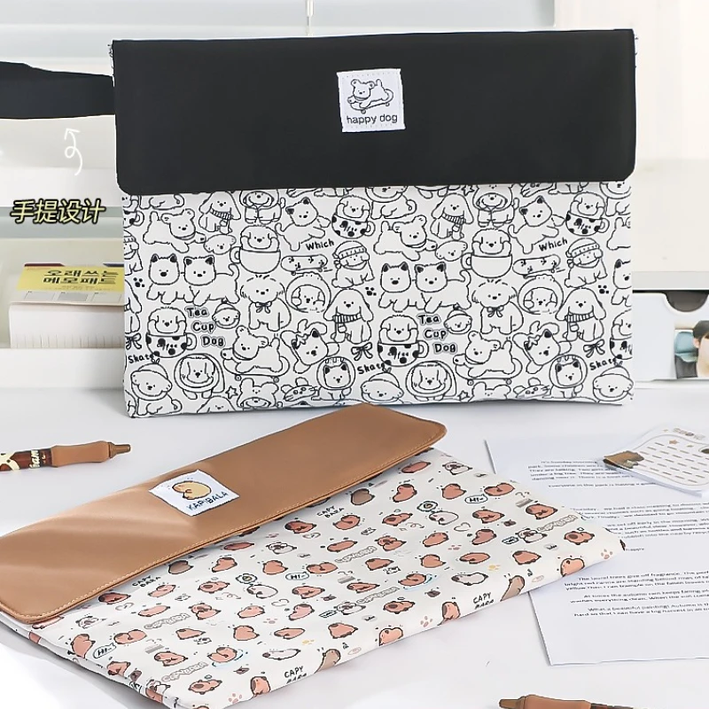 

Сумка для файлов Kapibala, студенческая канцелярская сумка, мультяшная сумка с высоким внешним видом, большая вместительная сумка для хранения на молнии