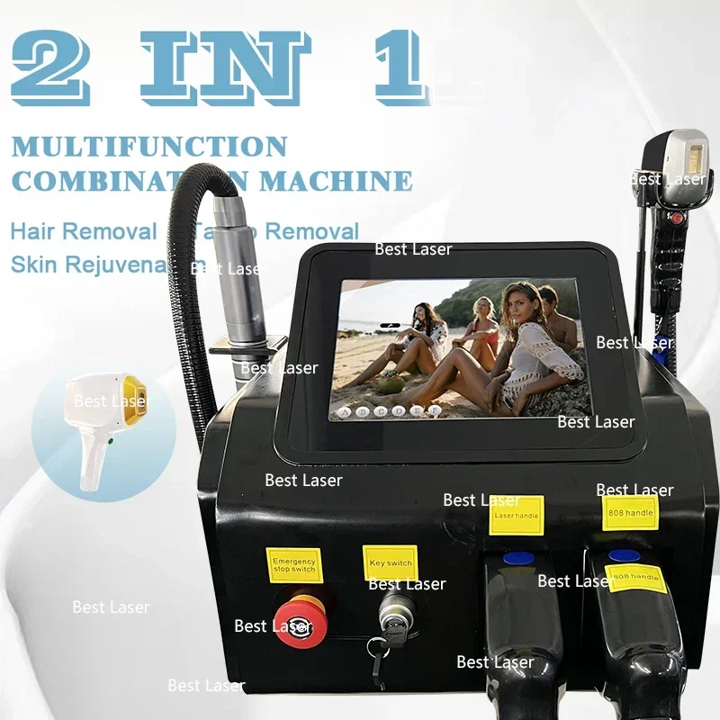 2024 Newest 808 diode Laser permanent Portable 2 in 1 picosecond laser tattoo removal and hair removal switched machine