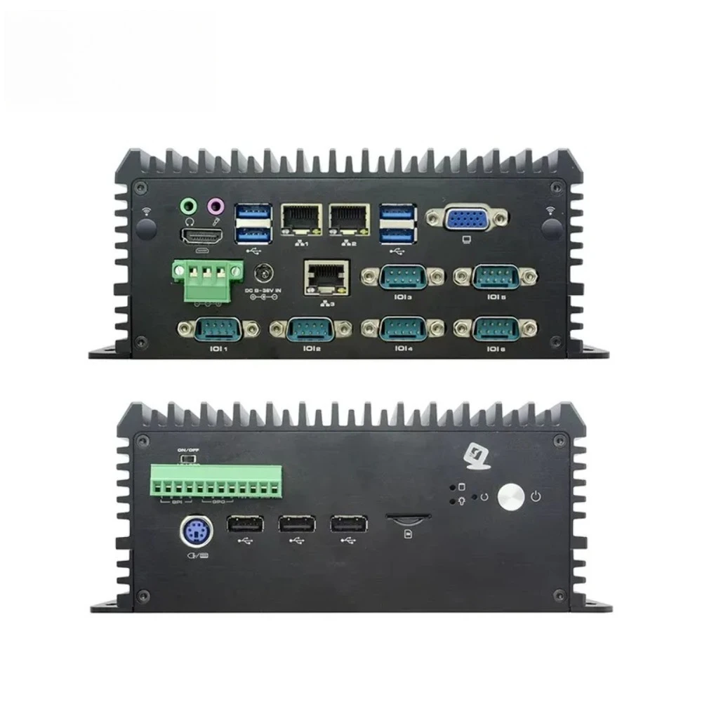 i5 8260U fanless embedded computer 2 DDR4 MSATA VGA HD 2 LAN 6 RS232 485 DB9 COM Win10 Linux Ubuntu AI industrial mini