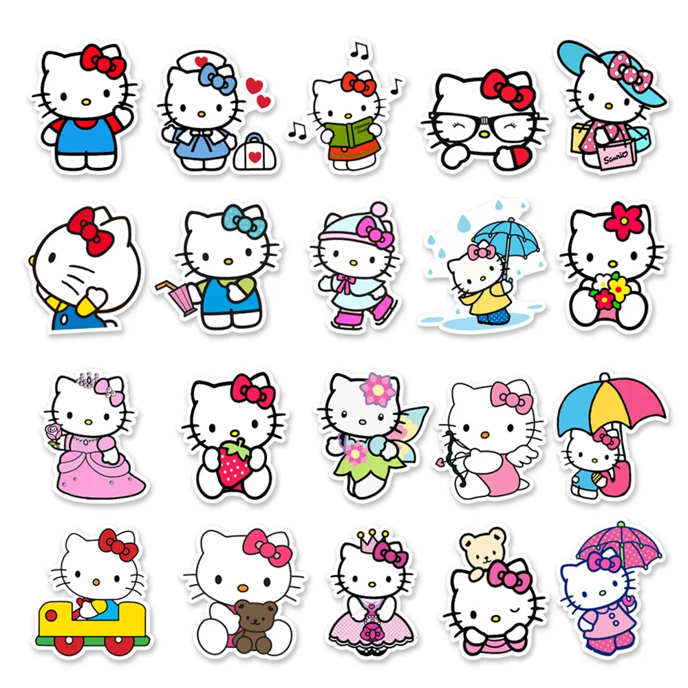 10/30/50PCS Sanrio Hello Kitty Cute Stickers Decoration Kawaii Decals Kids Toy Notebook Laptop Phone Suitcase Stationery Sticker