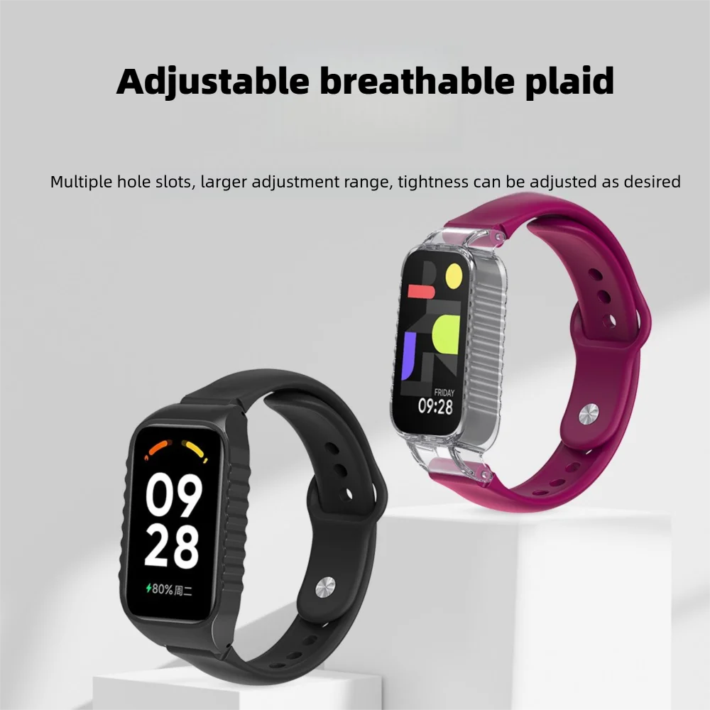 Watch Strap with Reverse-buckle & Protective Case For Redmi Band 2/3 Quick Release Breathable Silicone Smart Wristband Unisex