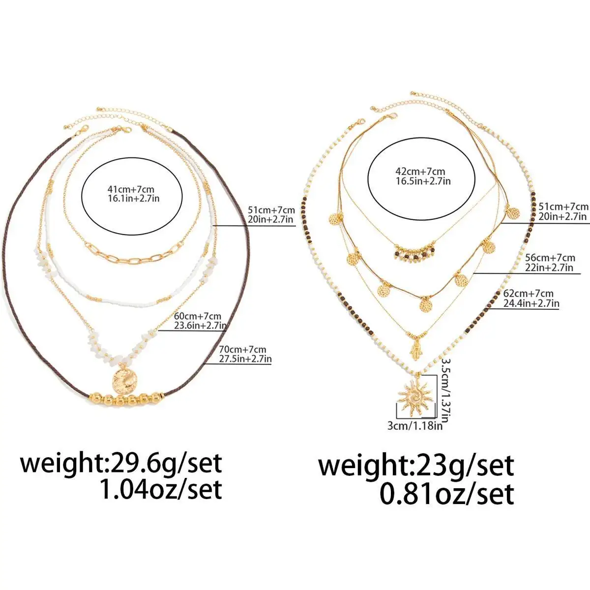 IngeSight.Z 2 قطعة/المجموعة 2025 خمر المعادن الشمس عملة قلادة المختنق قلادة المرأة بوهو الإبداعية CCB حبة الترقوة الرقبة Wed مجوهرات