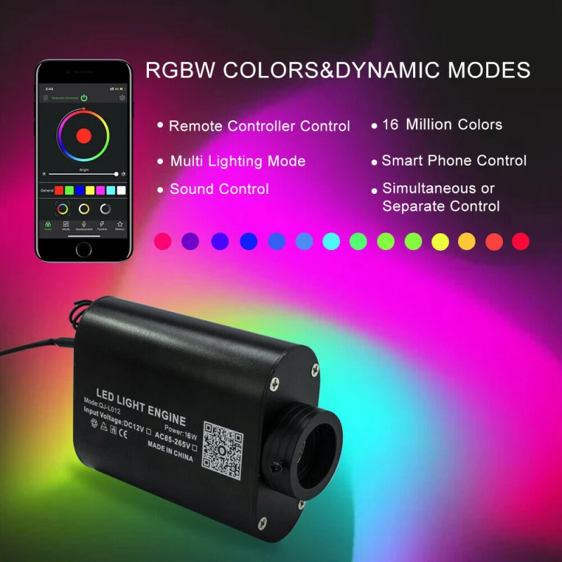 Rgbw Led Fiber Optic Star Sky Plafondkit Draagbaar Met Smartphone App Controller Auto Interieur Accessoires Rgbw Licht