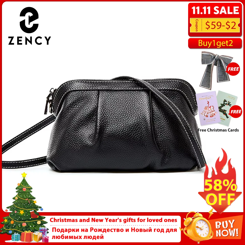 

Zency, новая модель, женская сумка-мессенджер, 100% натуральная кожа, высокое качество, маленькие вместительные сумки, повседневная женская сумка на плечо, черный, серый цвет