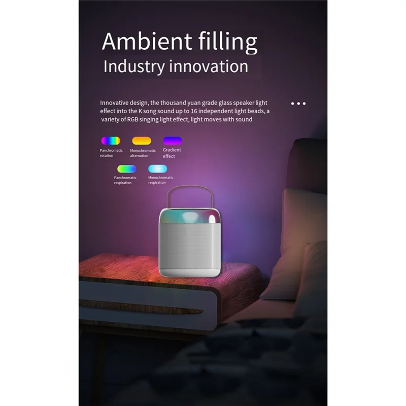 آلة الكاريوكي آلة الغناء الصغيرة بلوتوث 5.3 مكبر صوت محمول مع ضوء إيقاع الموسيقى Led للعائلة والخارجية متينة