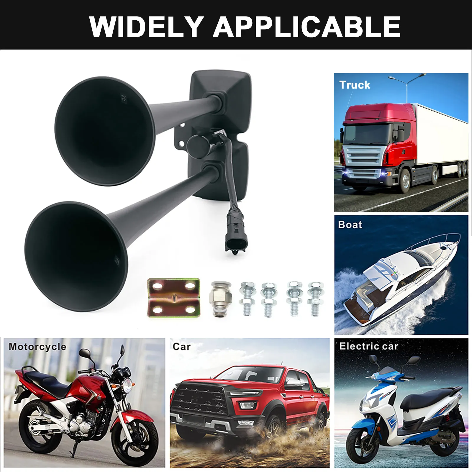 Universal Loud Car Air Horn Train Car Truck Boat Dual Air Horn tromba Super forte per segnale acustico automatico 12V/24V