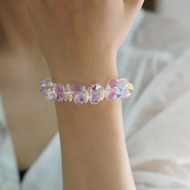 New Artificial Austria Crystal Bracelet Fashion Shiny Stone Beads Elasticity Rope Strand Bracelets for Women Jewelry image 3