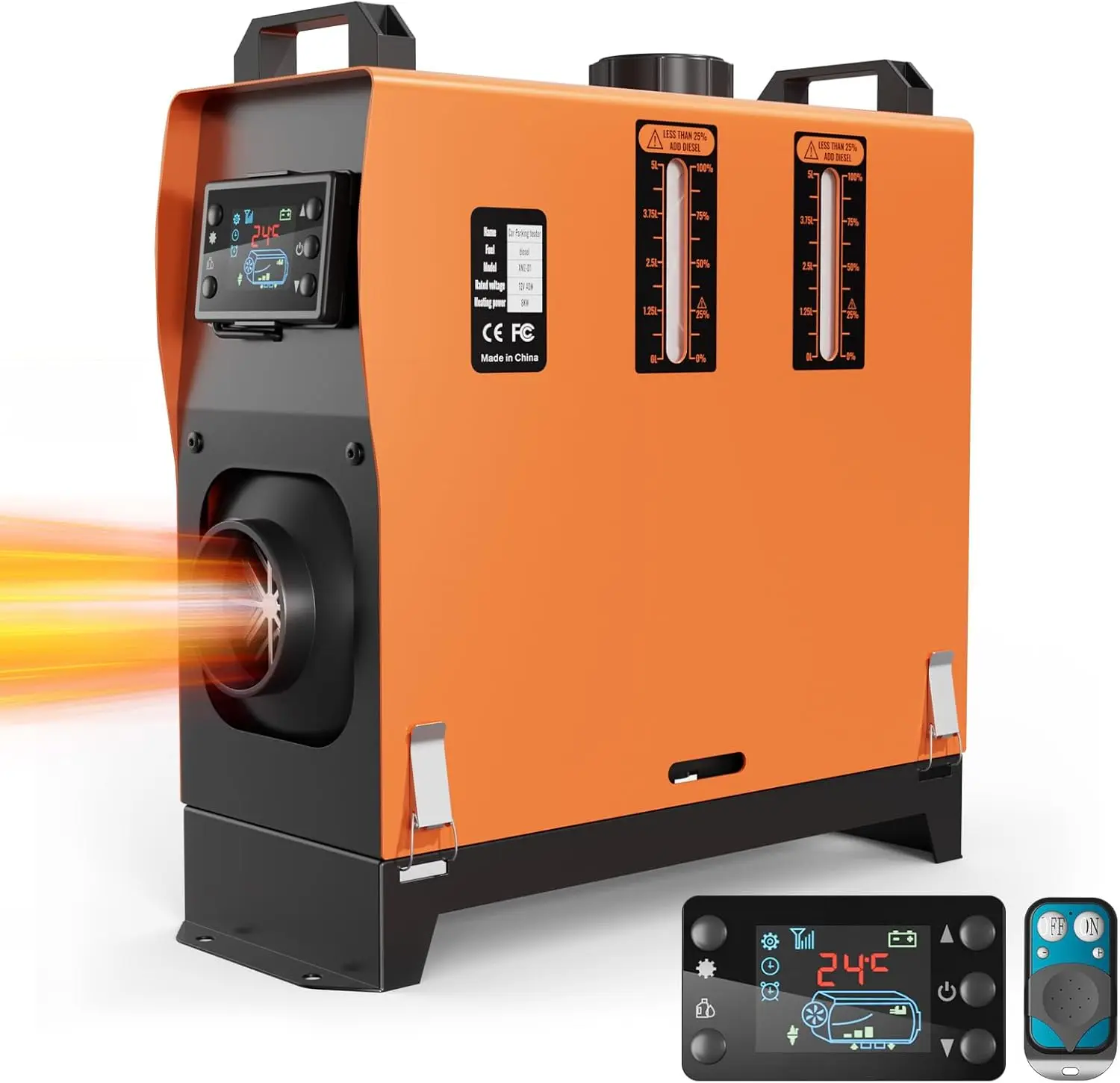 سخان ركن محمول 8 كيلو وات 12 فولت مع جهاز تحكم عن بعد وشاشات LCD، تسخين سريع، خزان 1.3 جالون لقارب شاحنة التخييم RV #1