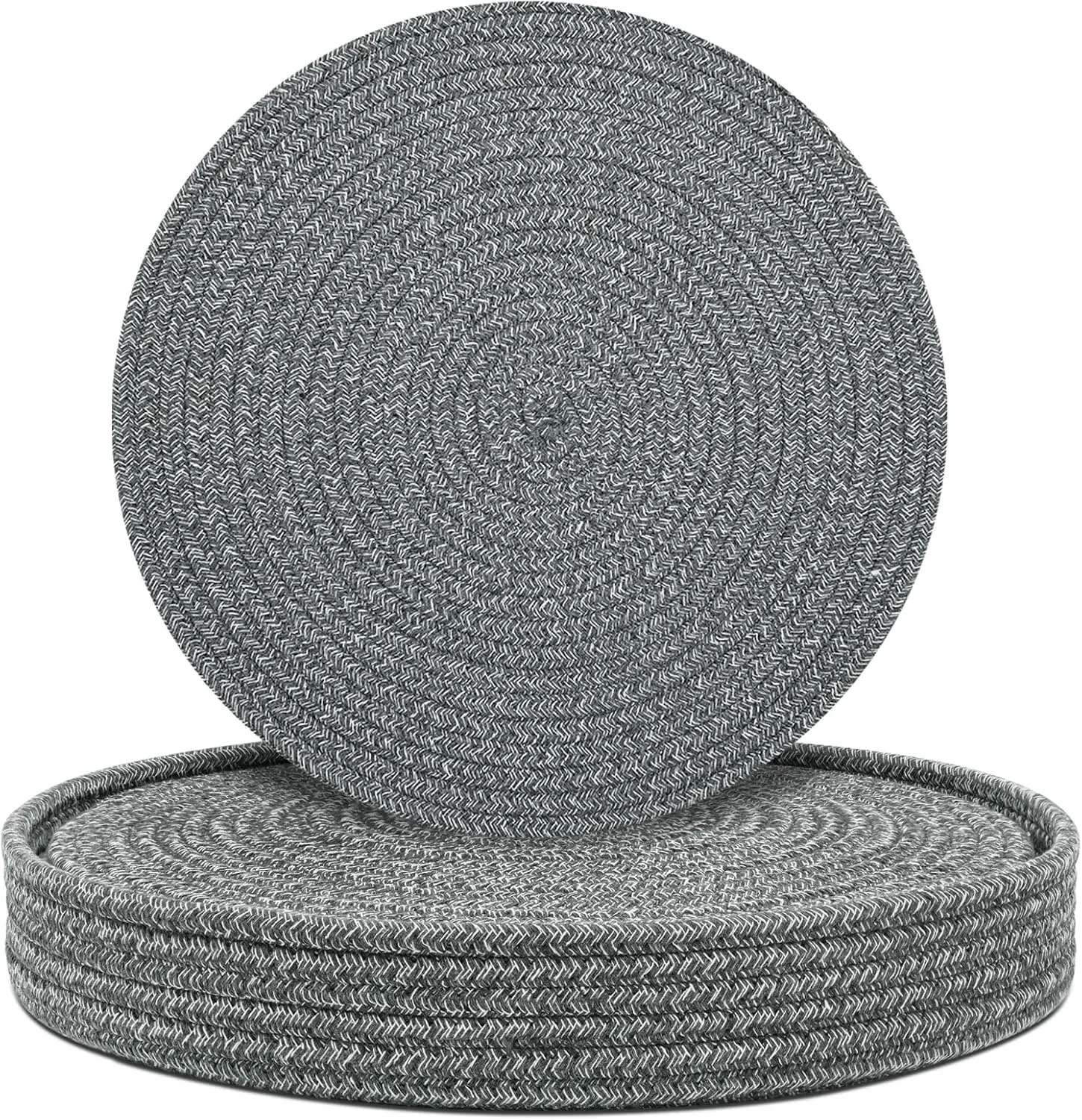 

Round Placemats Set of 6 with Holder, Cotton Rope Woven Place Mats, Hot Pads for Kitchen, Heat