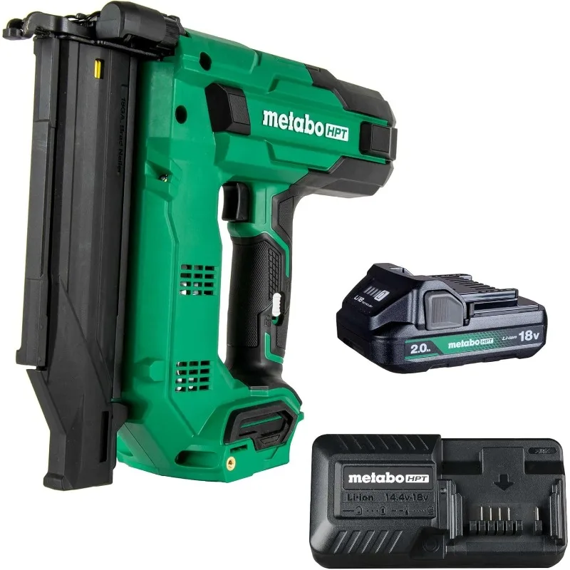 

Metabo HPT 18V MultiVolt Compact Cordless Brad Nailer Kit, 18 Gauge Nailer with Power Tool 2.0Ah Lithium Ion Battery, Drives 5/8