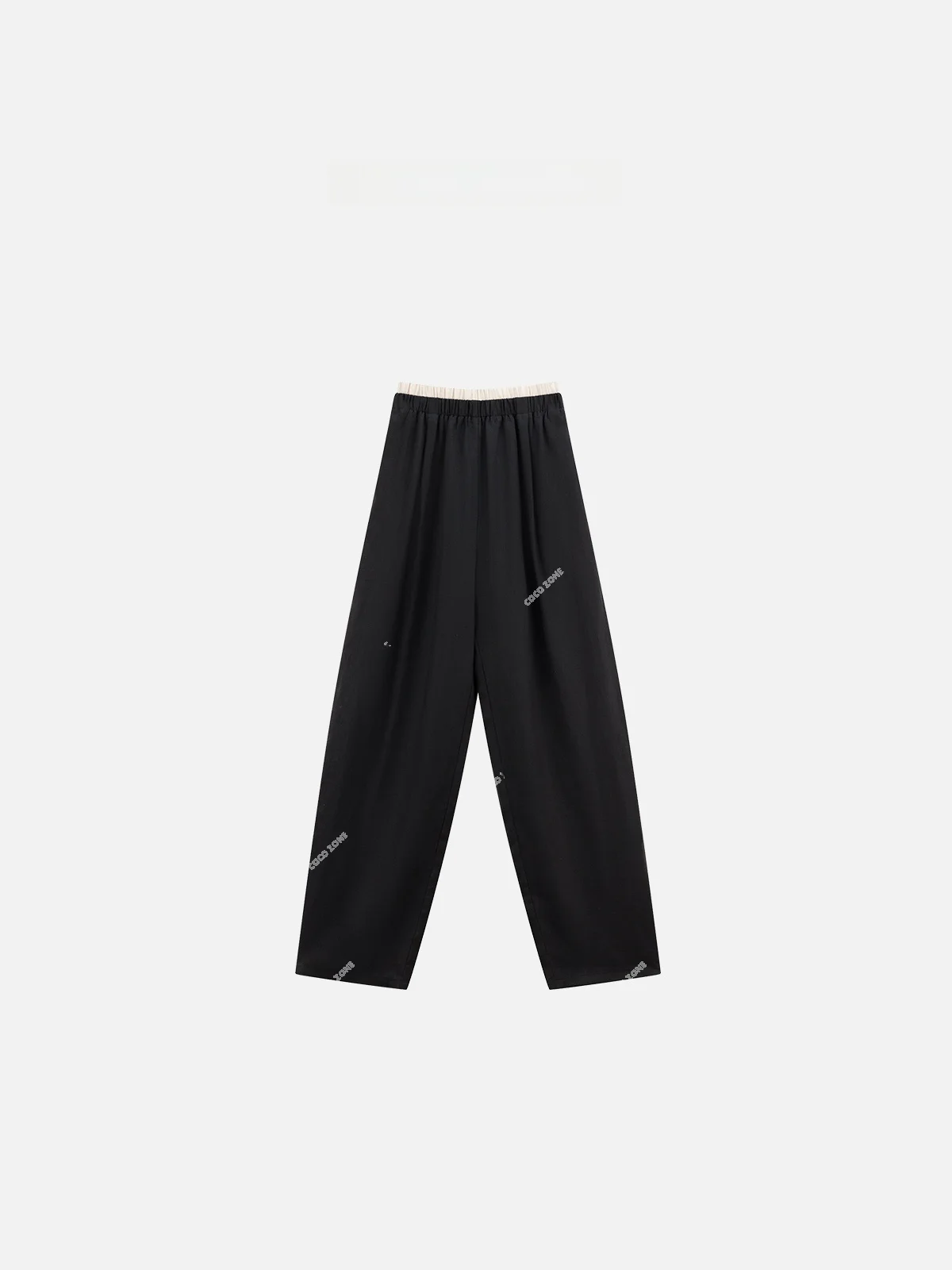 

Black Drapey Thin Waist Casual Pants Women's Elastic Waist Straight Leg Pants Commute Style COCOZONE Brand