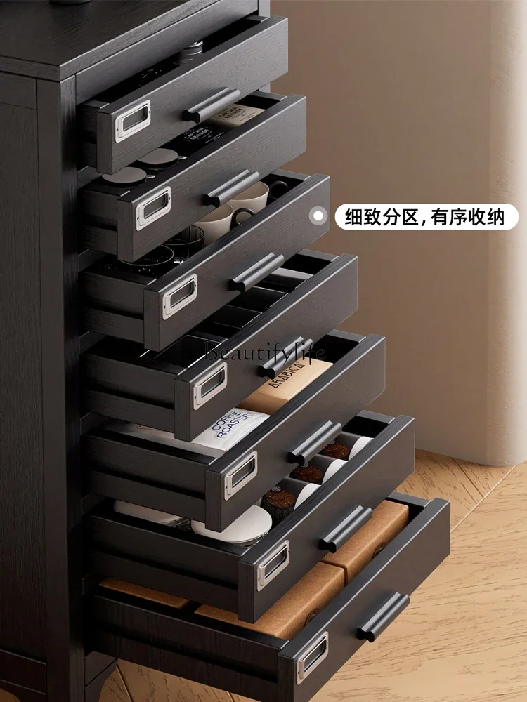 LS 04 خزانة من الخشب الصلب، تخزين متعدد الطبقات، غرفة معيشة على الحائط، خزانة بأدراج متكاملة