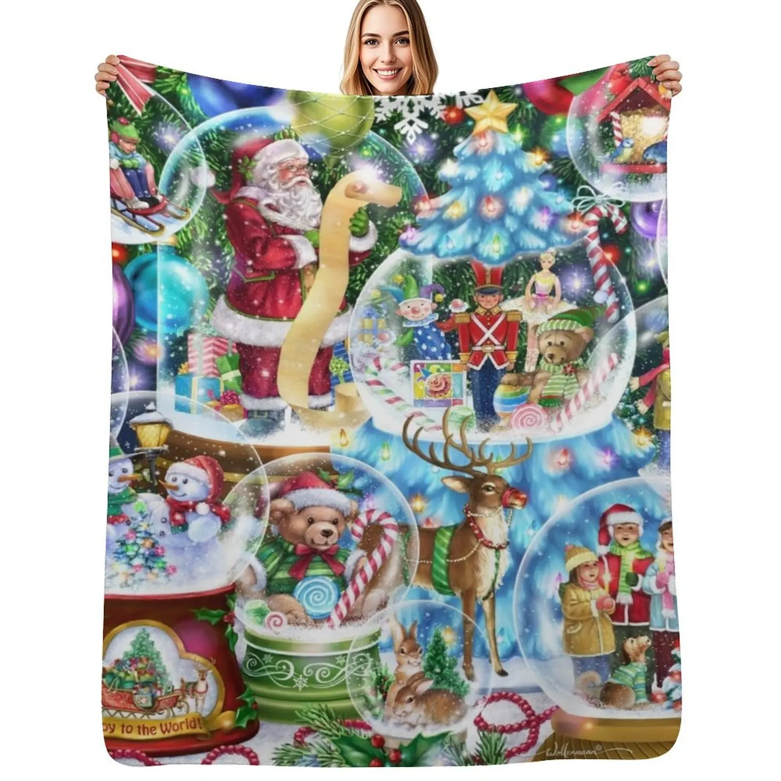 Christmas Snow Globes Throw Blanket Reusable Durable Soft Blanket for All Seasons