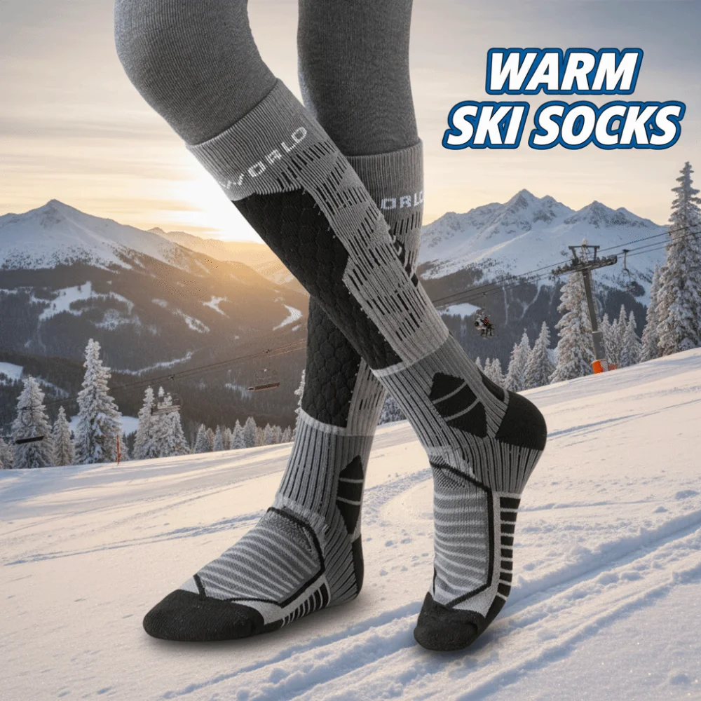 

2 пары более толстых дизайнерских лыжных носков, высокоэластичные влагоотводящие спортивные носки, теплые длинные носки для альпинизма, спорт на открытом воздухе