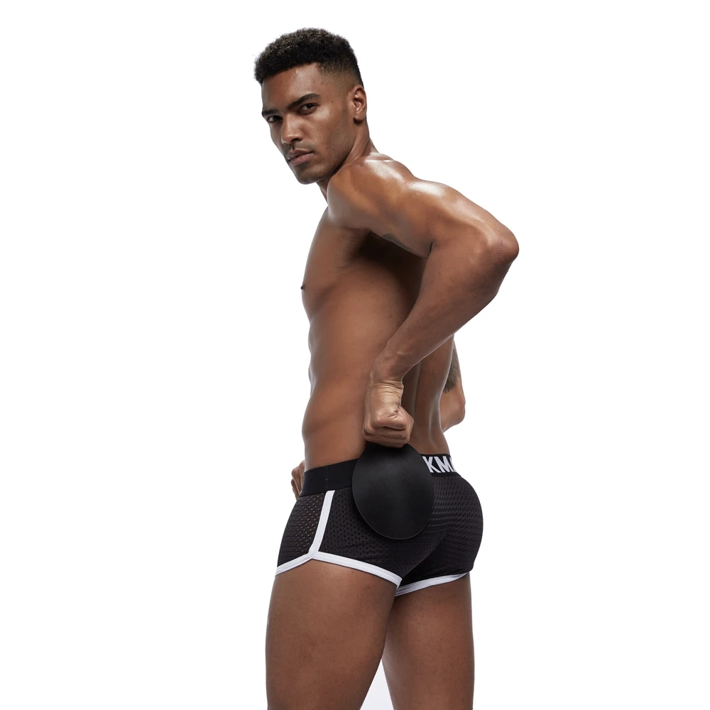Jockmail Sexy Men Padded Underwear Boxer Briefs Buttocks Lifter Enlarge Butt Push Up Pad Underpants Removable Sponge Pads