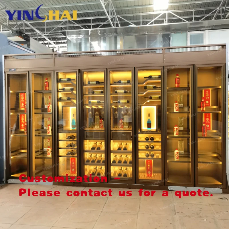 custom.Modern Solid Wood Stainless Steel Dual-Zone Constant-Temperature Wine Cabinet Commercial Home Use Living Room Furnitu